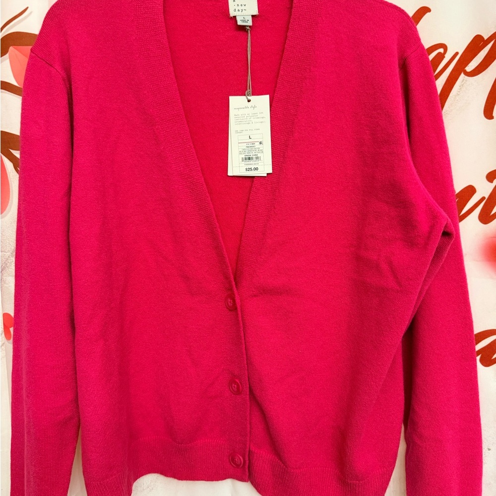 a new day Women's Vivid Pink Cardigan Sweater